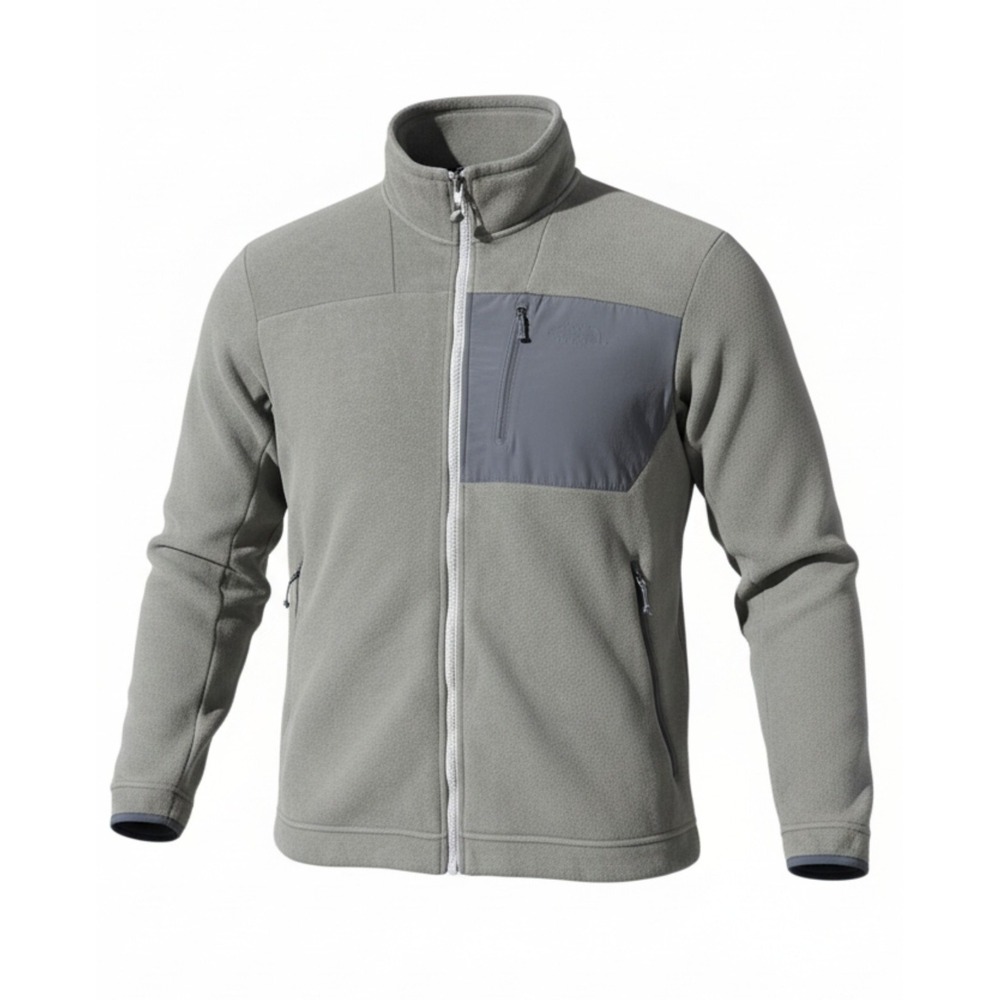 The North Face Mens Large L Full Zip Fleece Jacket Gray Outdoor Hiking Trail‎ B5
